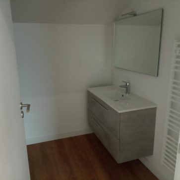 Aménagement d'une salle de bain moderne avec meuble vasque design et miroir lumineux